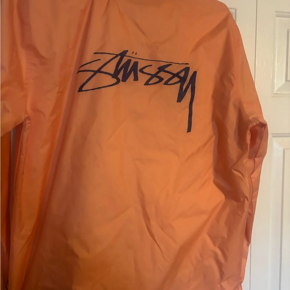 Stussy Orange Windbreaker Jacket Lightweight Casual - Picture 2 of 3